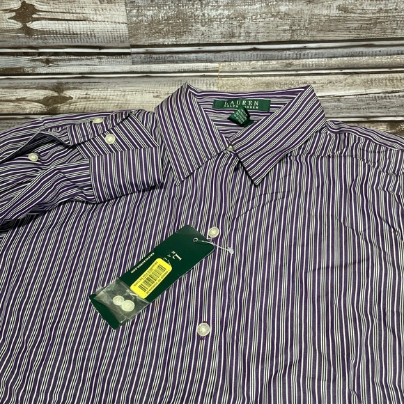Lauren Ralph Lauren NWT Purple Striped Long Sleeve Button Down Shirt Small - Picture 1 of 8